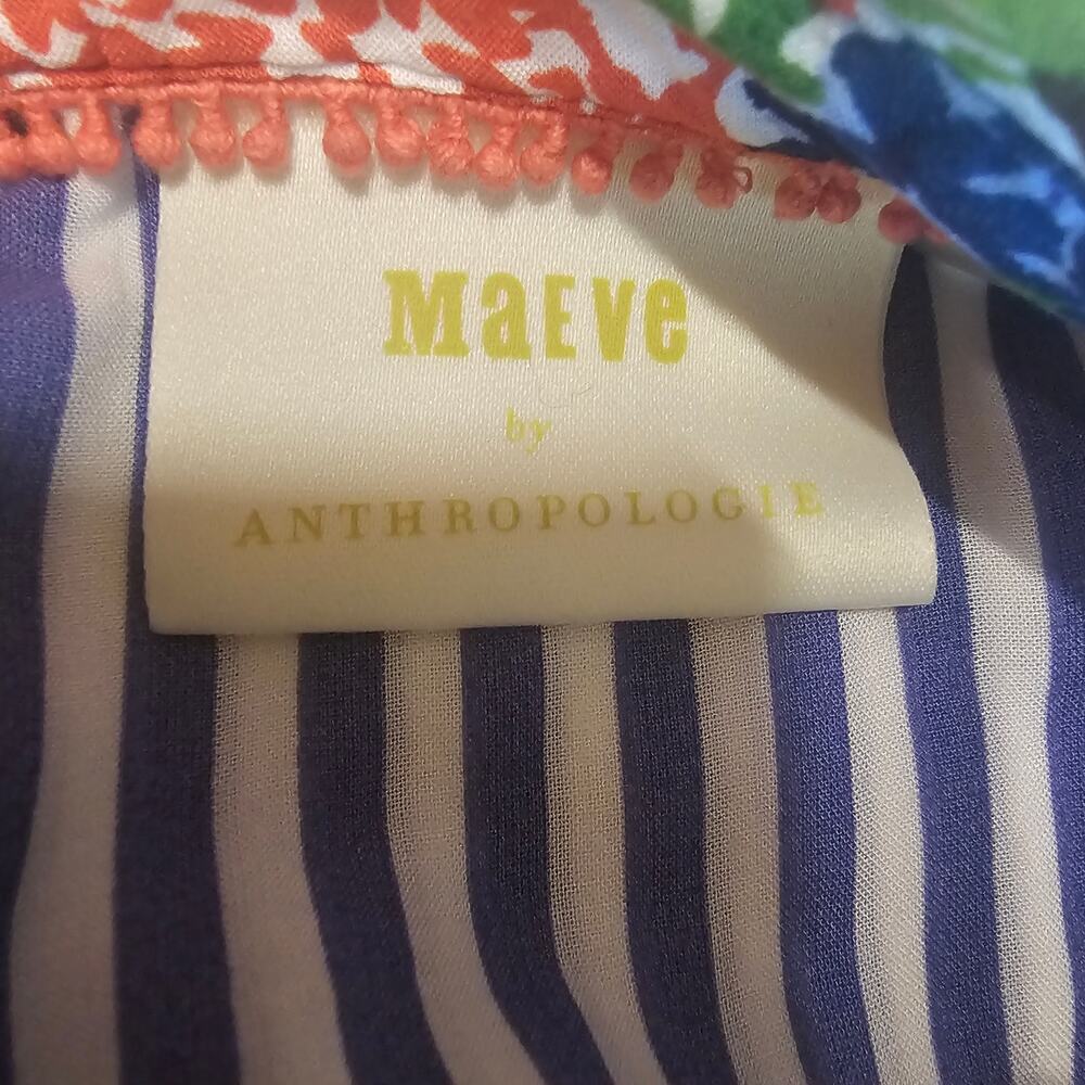 MAEVE Anthropologie Whimsical Pintucked Sleeveless Blouse Novelty Floral XS 4120 - Picture 7 of 14